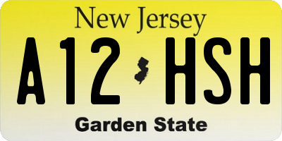 NJ license plate A12HSH
