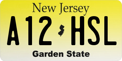 NJ license plate A12HSL