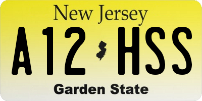 NJ license plate A12HSS