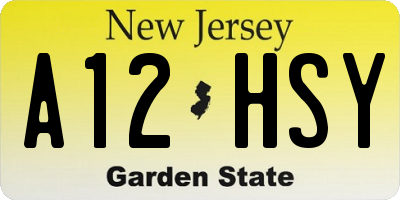 NJ license plate A12HSY