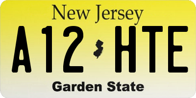 NJ license plate A12HTE
