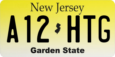NJ license plate A12HTG