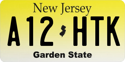 NJ license plate A12HTK