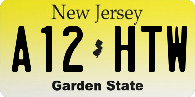 NJ license plate A12HTW
