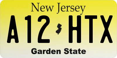 NJ license plate A12HTX