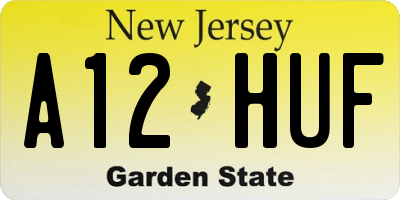 NJ license plate A12HUF