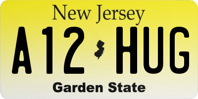NJ license plate A12HUG
