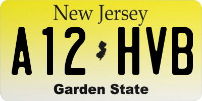 NJ license plate A12HVB