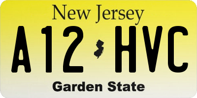NJ license plate A12HVC