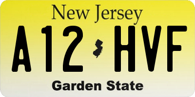 NJ license plate A12HVF