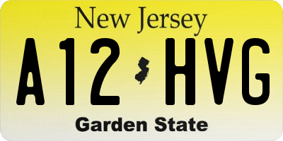 NJ license plate A12HVG