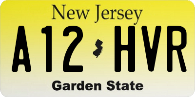 NJ license plate A12HVR