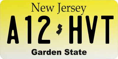 NJ license plate A12HVT