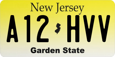 NJ license plate A12HVV
