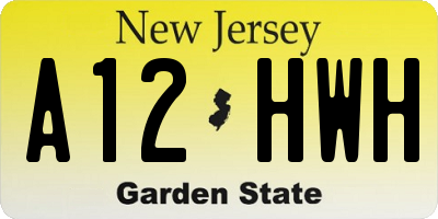 NJ license plate A12HWH