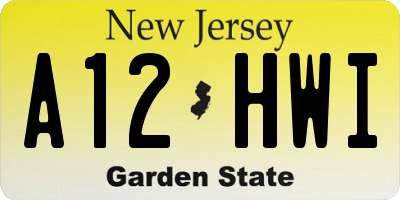 NJ license plate A12HWI