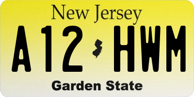 NJ license plate A12HWM