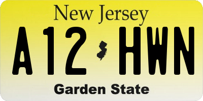 NJ license plate A12HWN