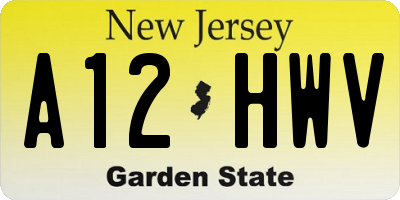 NJ license plate A12HWV
