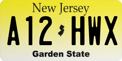 NJ license plate A12HWX