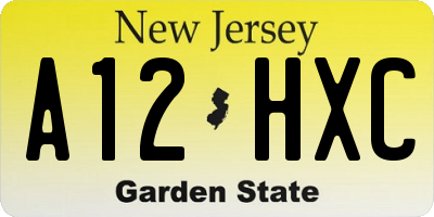 NJ license plate A12HXC