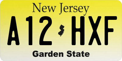 NJ license plate A12HXF