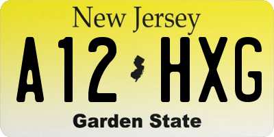 NJ license plate A12HXG