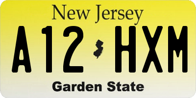 NJ license plate A12HXM
