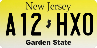 NJ license plate A12HXO
