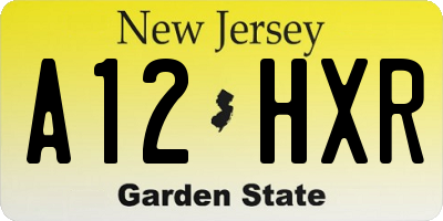 NJ license plate A12HXR