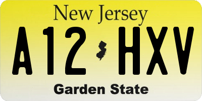 NJ license plate A12HXV
