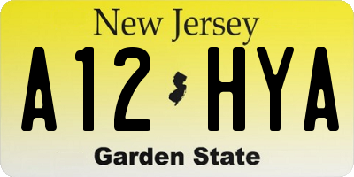 NJ license plate A12HYA