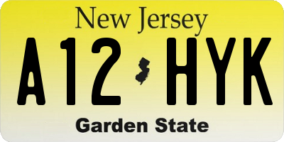 NJ license plate A12HYK