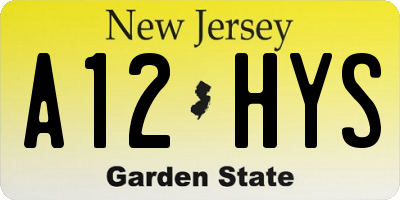 NJ license plate A12HYS
