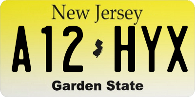 NJ license plate A12HYX