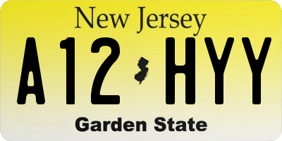 NJ license plate A12HYY