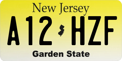 NJ license plate A12HZF