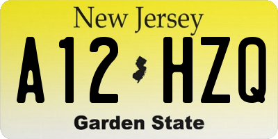 NJ license plate A12HZQ