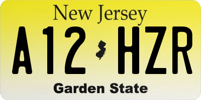 NJ license plate A12HZR