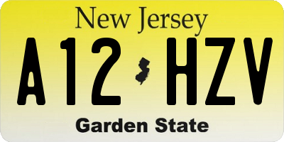 NJ license plate A12HZV