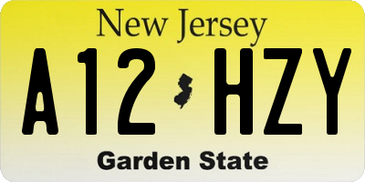 NJ license plate A12HZY