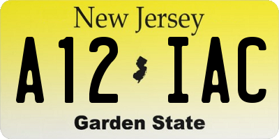 NJ license plate A12IAC