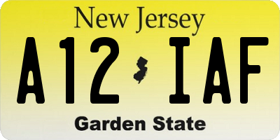 NJ license plate A12IAF