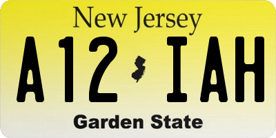 NJ license plate A12IAH