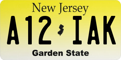 NJ license plate A12IAK