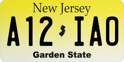 NJ license plate A12IAO