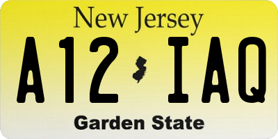 NJ license plate A12IAQ