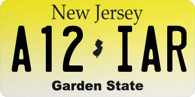 NJ license plate A12IAR