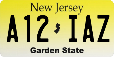NJ license plate A12IAZ