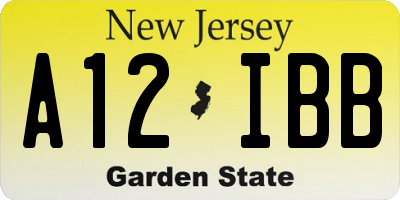 NJ license plate A12IBB